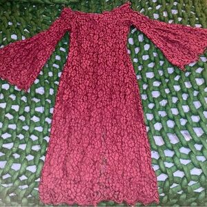 Endless Rose Burgundy Lace Long Sleeve Dress